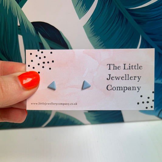 Tiny Triangle Studs (Blue) - The Little Jewellery Company