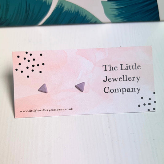 Tiny Triangle Studs (Lilac) - The Little Jewellery Company