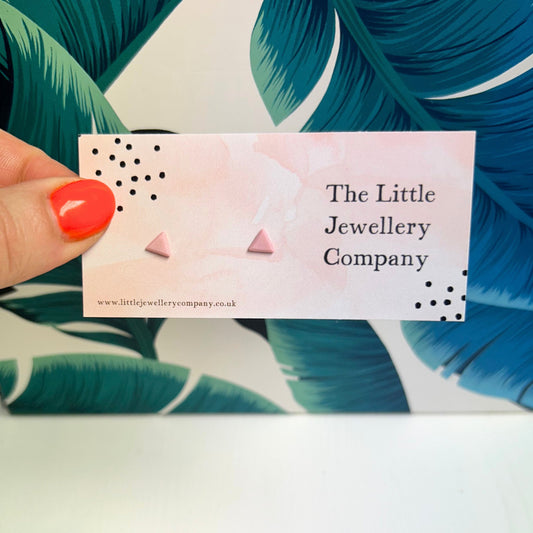 Tiny Triangle Studs (Pink) - The Little Jewellery Company
