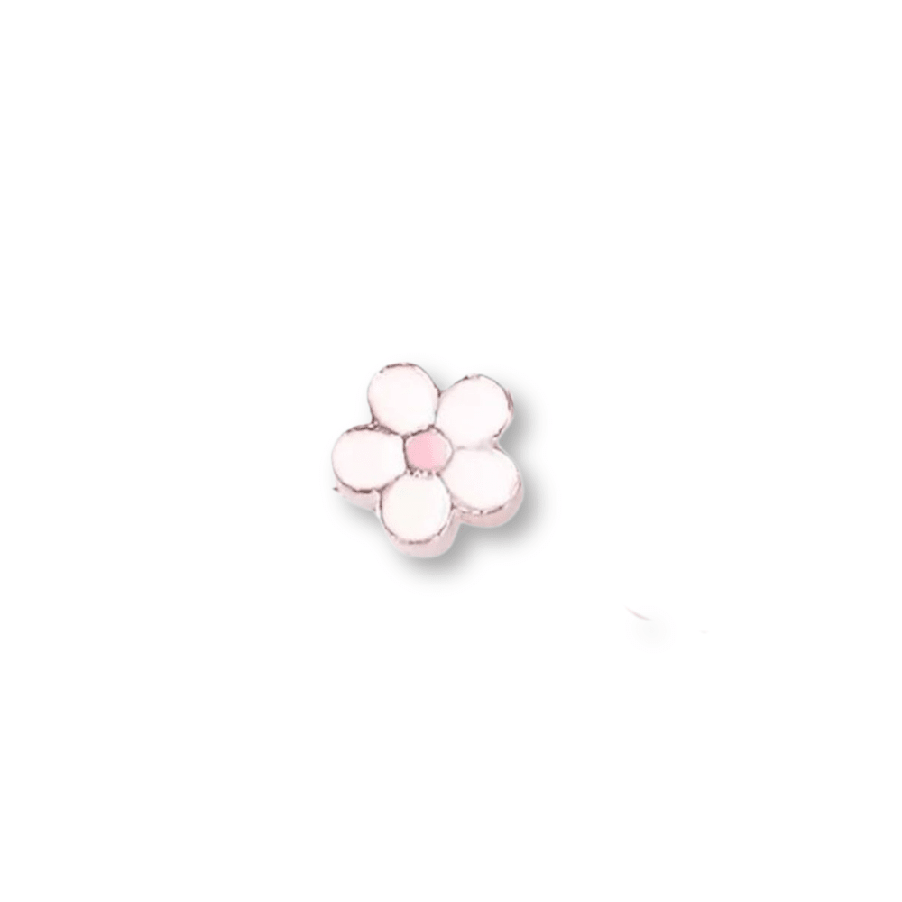 White and Pink Flower Memory Locket Charm - The Little Jewellery Company