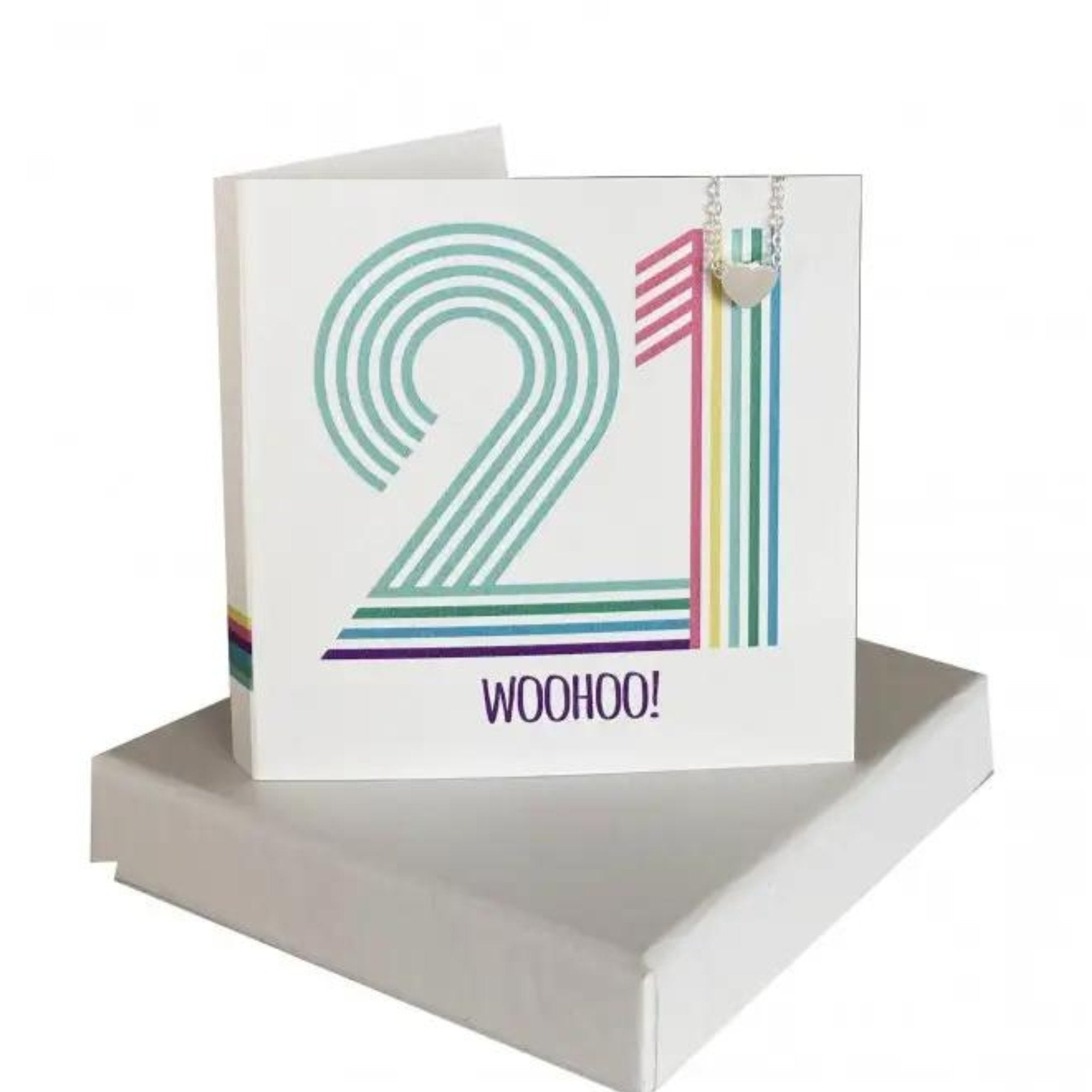 21st Birthday Card with a Heart Necklace