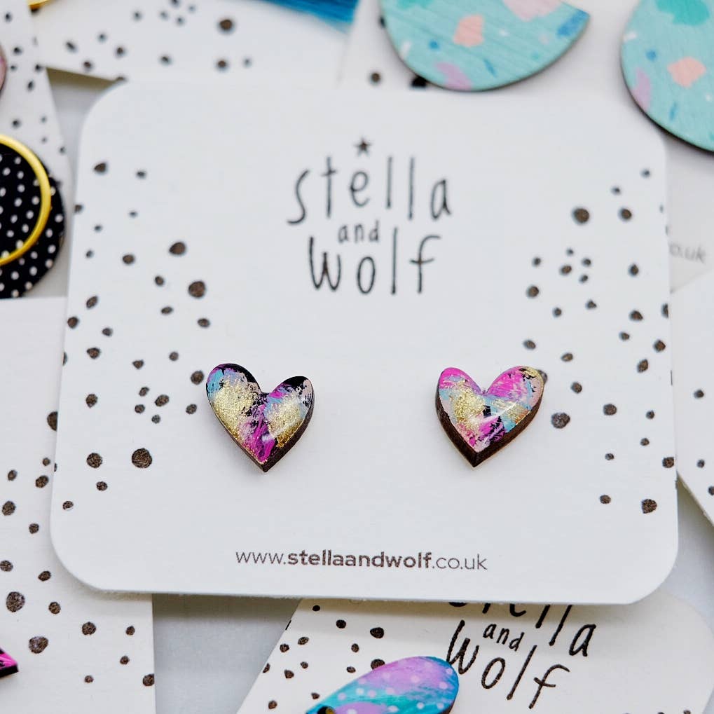Abstract Heart Studs - The Little Jewellery Company