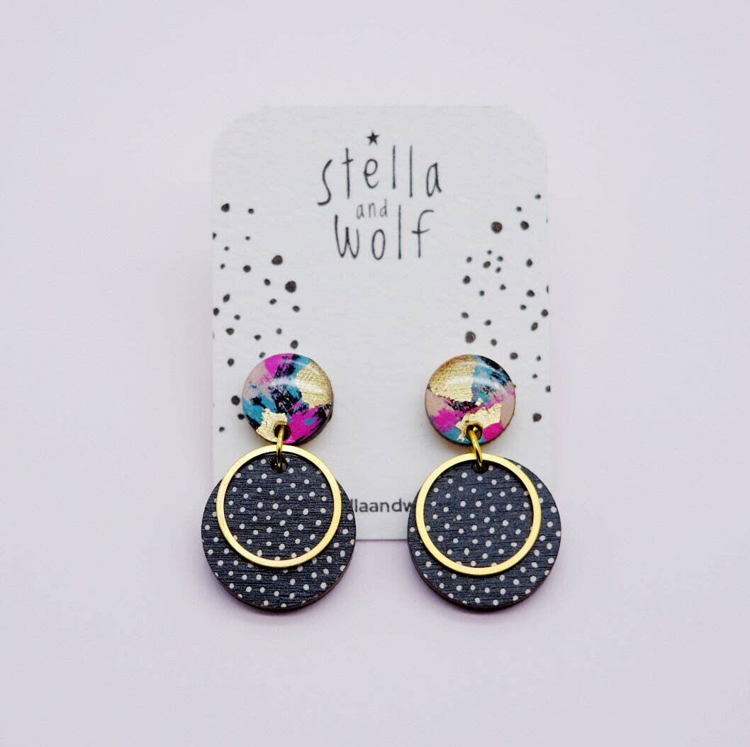 Abstract Polka Dot Dangle Earrings - The Little Jewellery Company