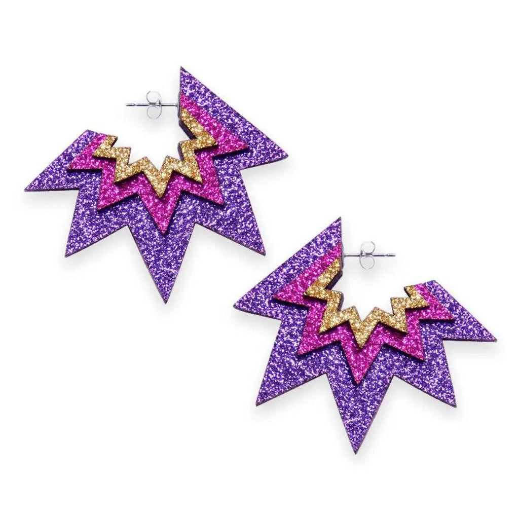 Bang Bang Hoop Earrings: Purple, Magenta & Gold - The Little Jewellery Company
