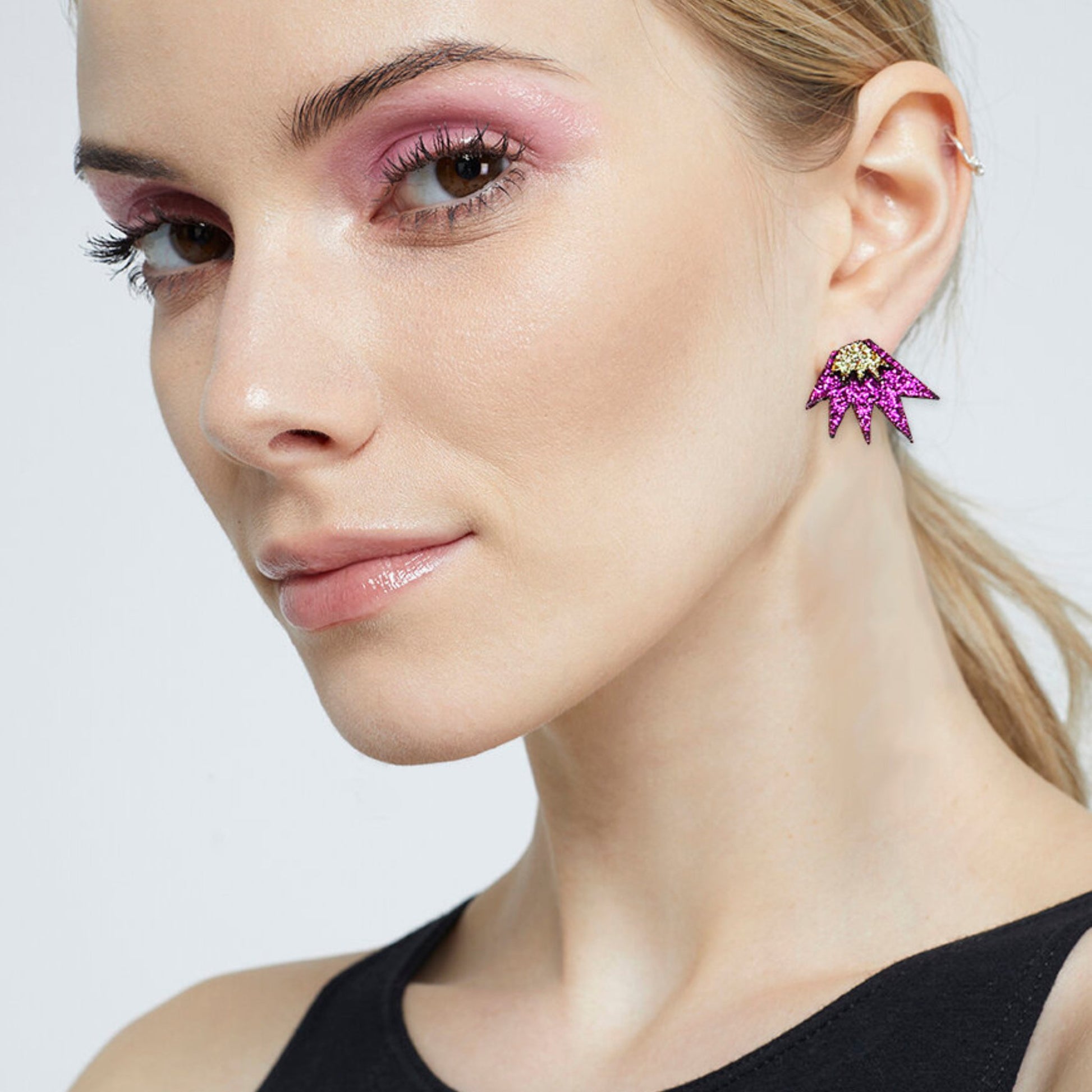 Bang Bang Mini Stud Earrings: Aubergine & Gold - The Little Jewellery Company