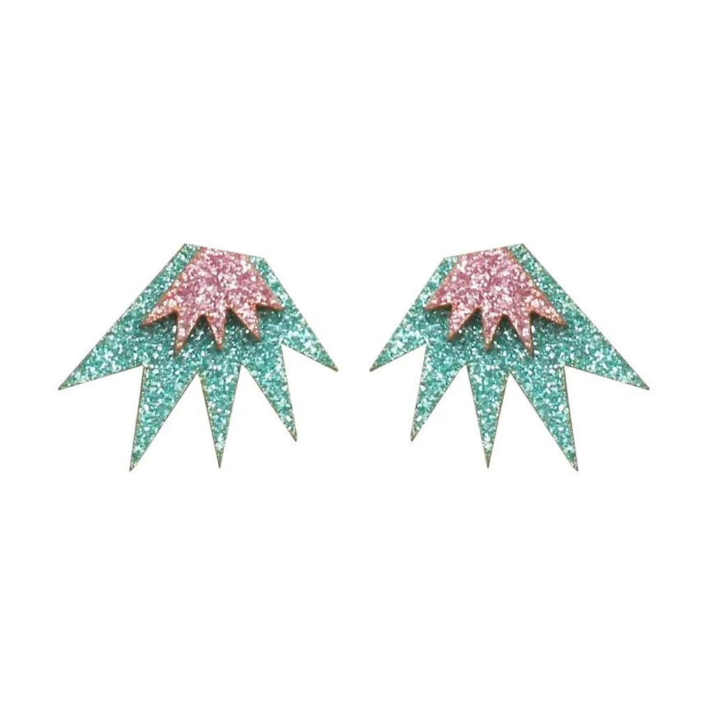 Bang Bang Mini Stud Earrings: Jade & Baby Pink - The Little Jewellery Company