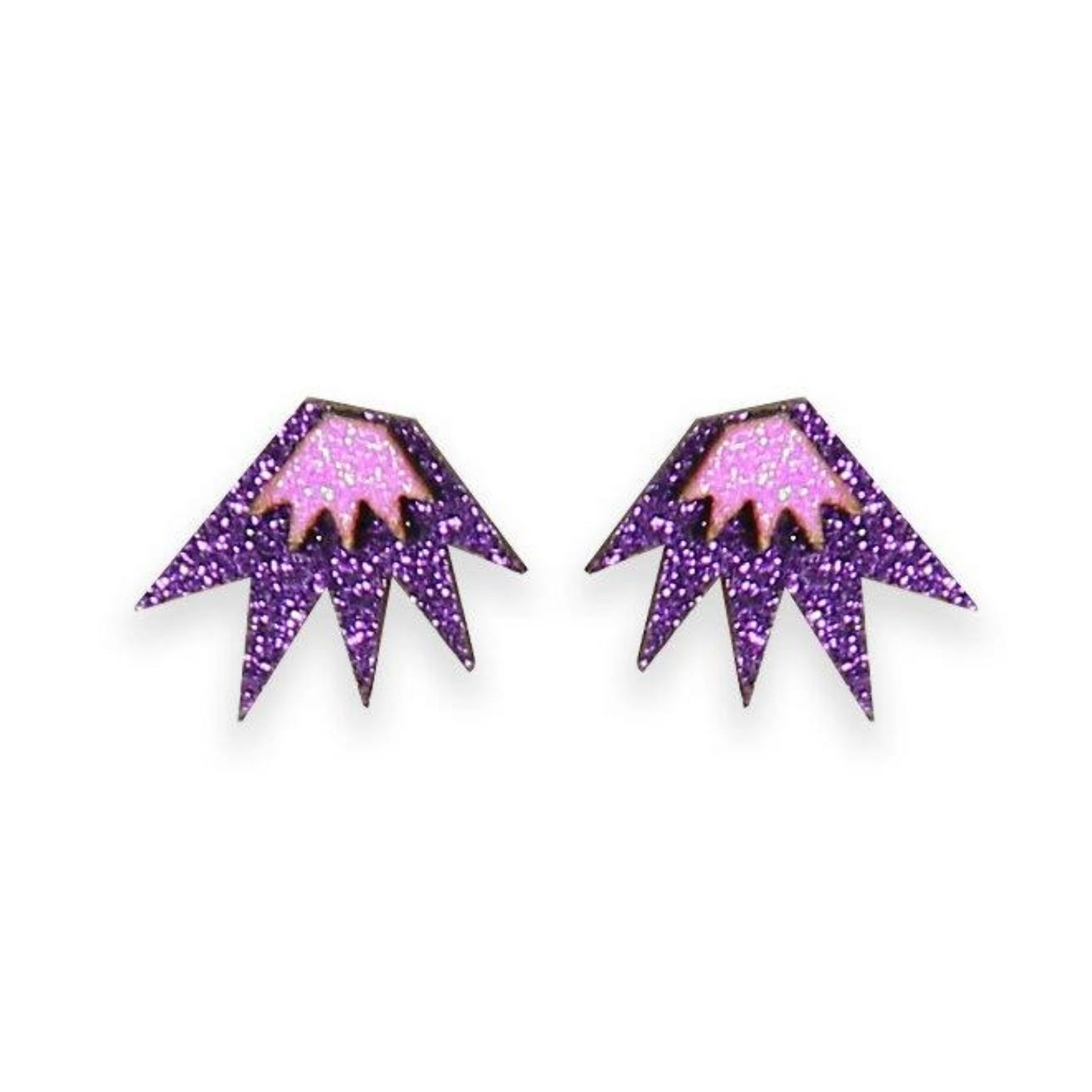 Bang Bang Mini Stud Earrings: Purple & Hot Pink - The Little Jewellery Company