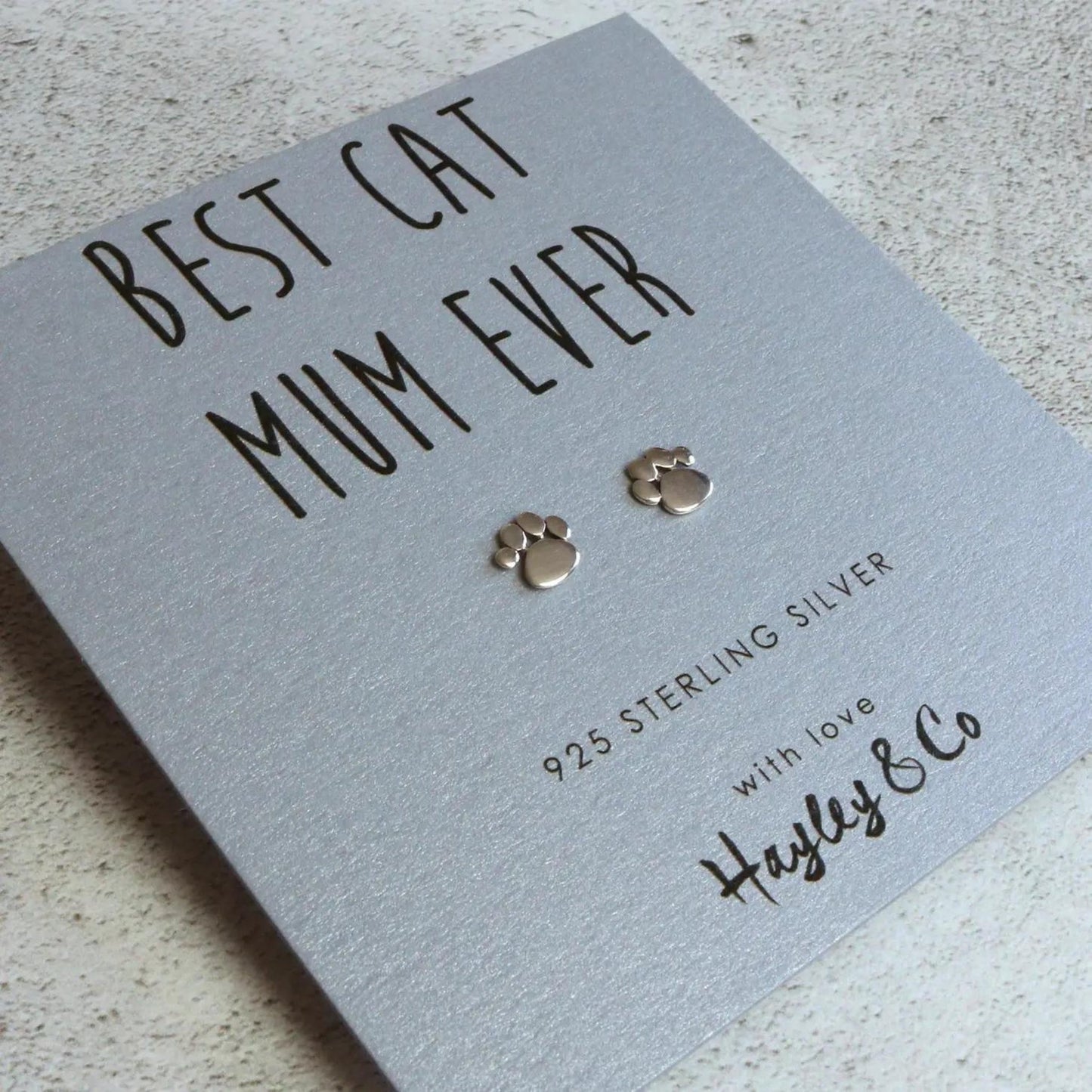 Best Cat Mum Silver Paw Earrings - The Little Jewellery Company