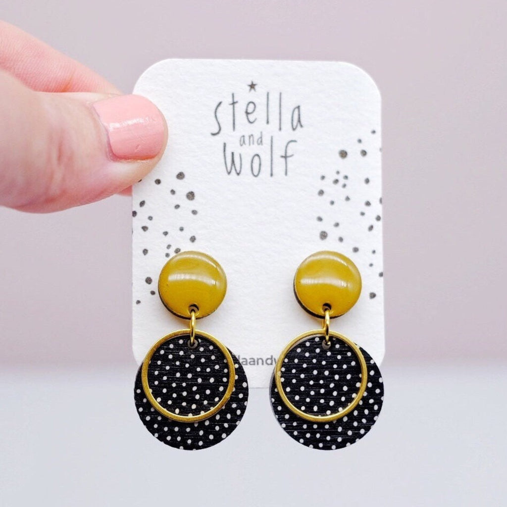 Black and White Polka Dot Drop Earrings - The Little Jewellery Company