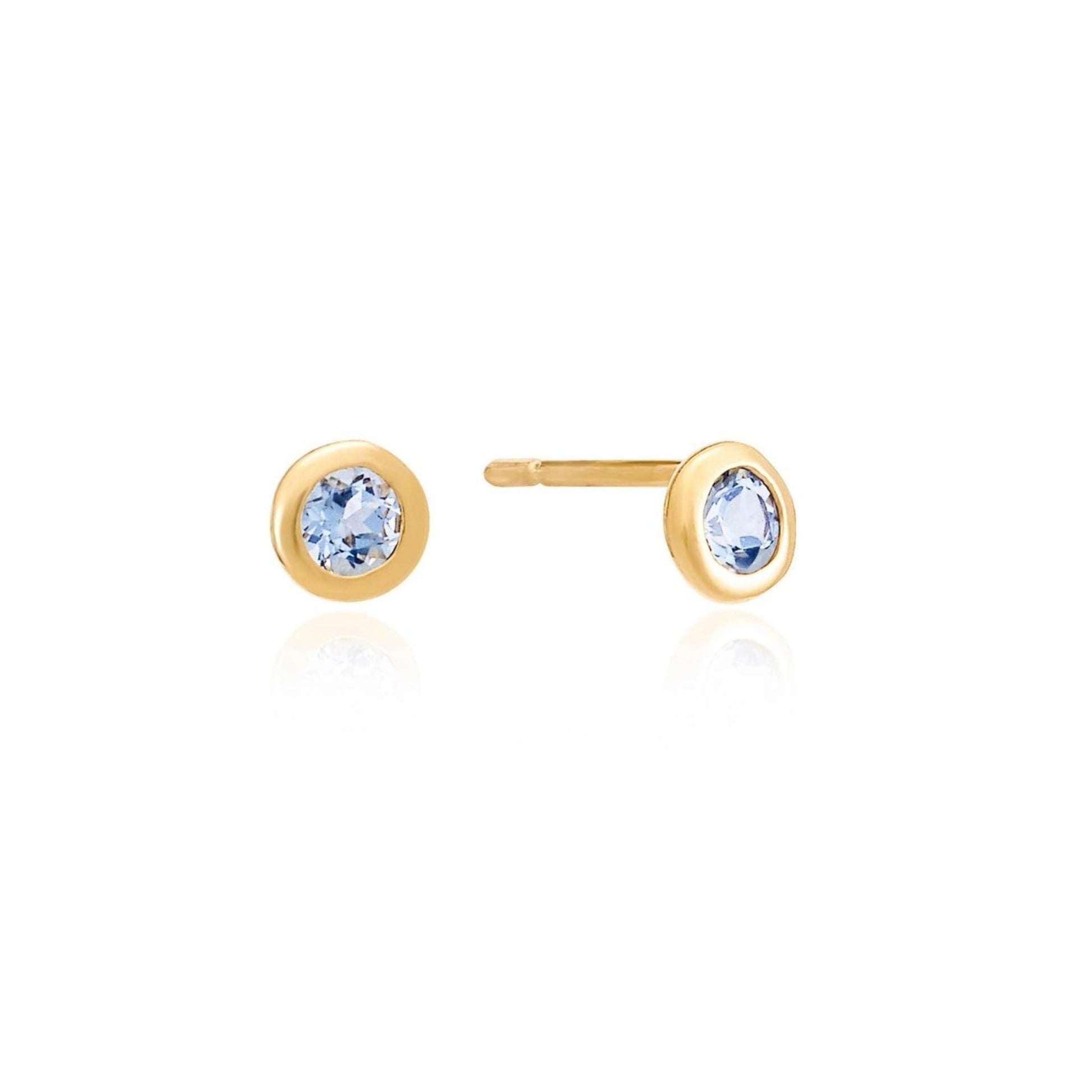 Blue Topaz Round Gemstone Studs - The Little Jewellery Company
