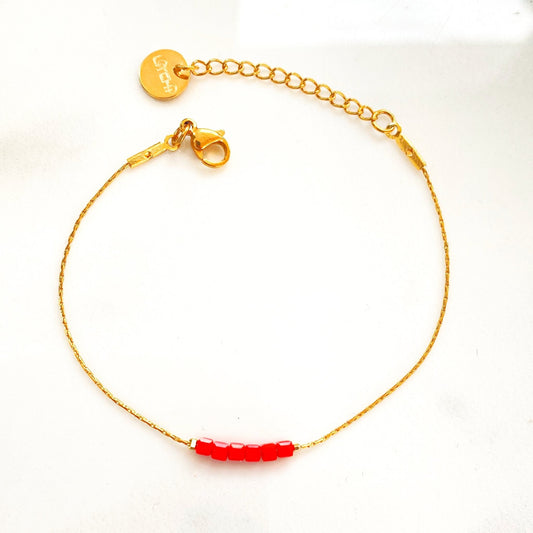Bracelet Simply Square Red - The Little Jewellery Company