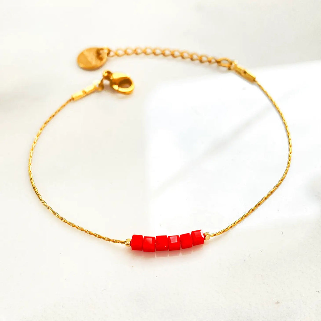 Bracelet Simply Square Red - The Little Jewellery Company