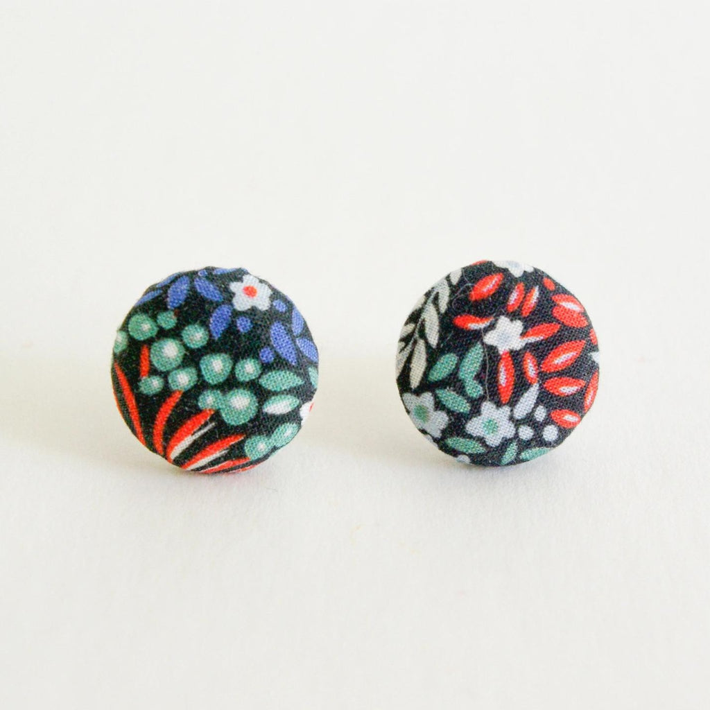 Button Stud Earrings - Elderberry - The Little Jewellery Company