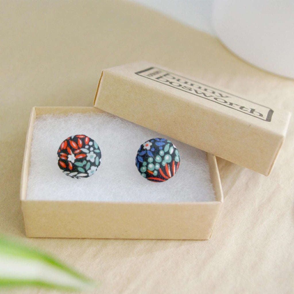 Button Stud Earrings - Elderberry - The Little Jewellery Company