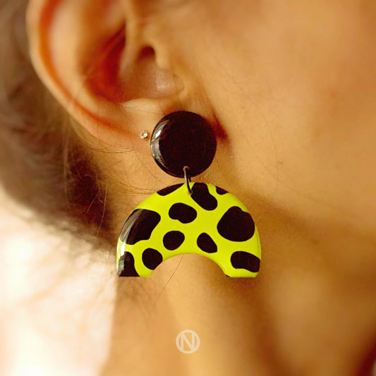Cheetah Statement Earrings: Neon Yellow - The Little Jewellery Company