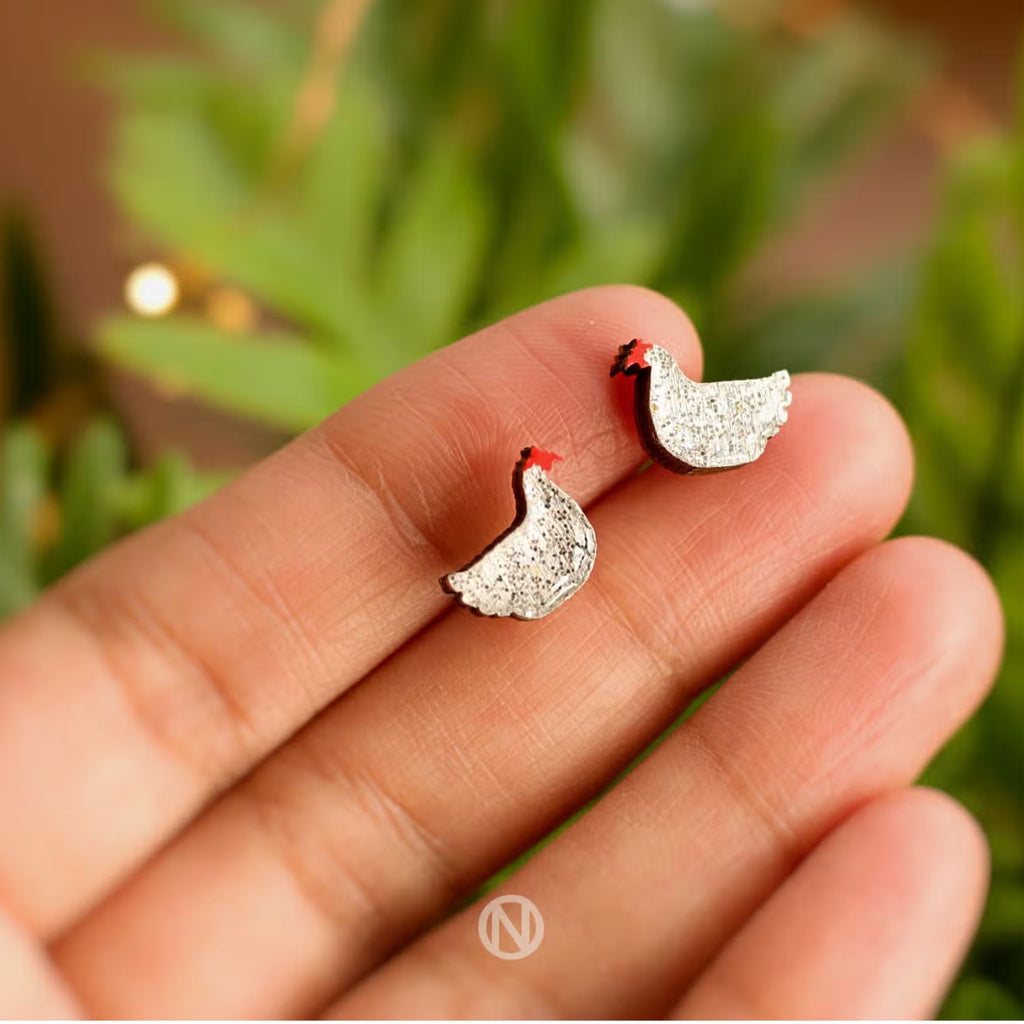 Chicken Stud Earrings - The Little Jewellery Company