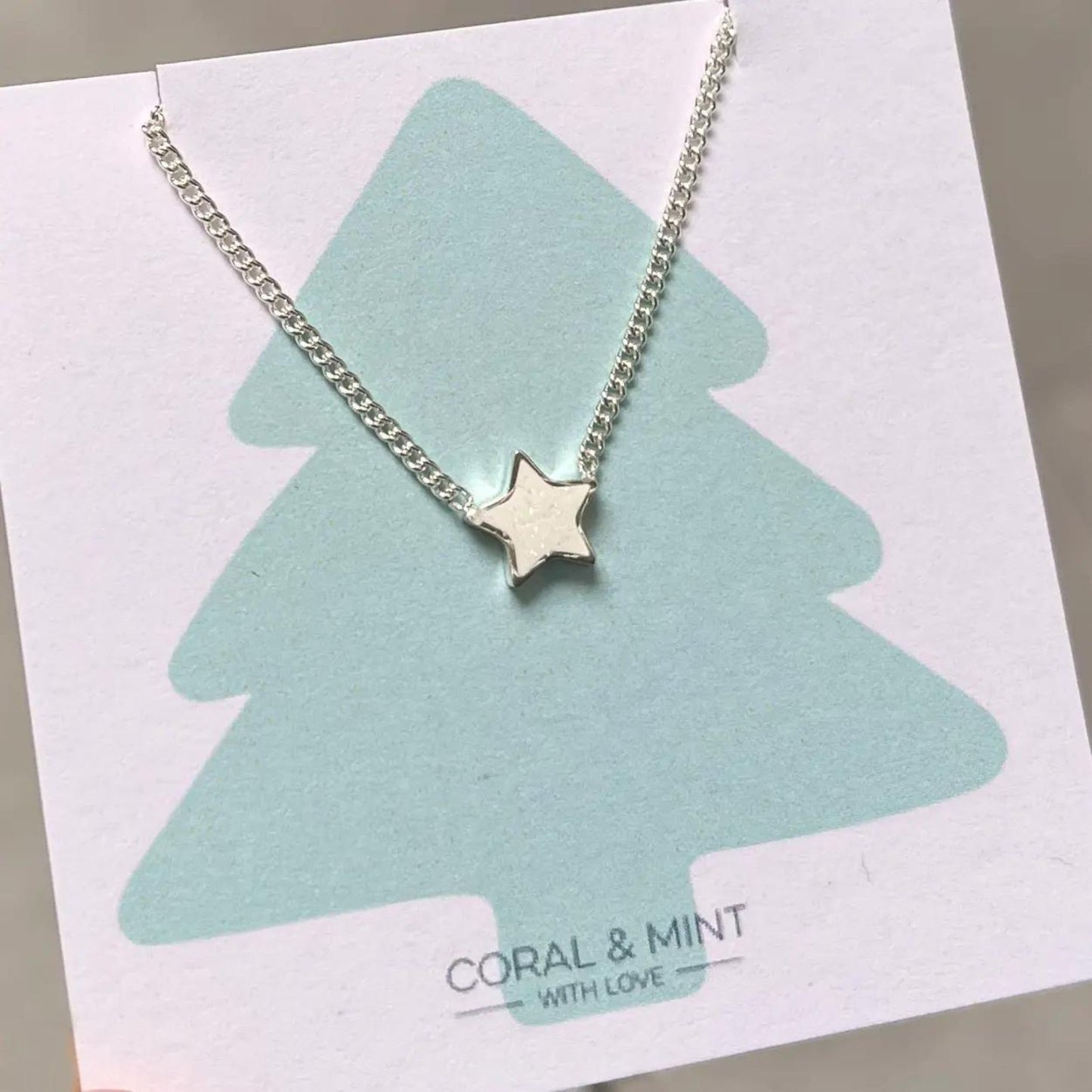 Christmas - Pearlescent Enamel Star Necklace - The Little Jewellery Company