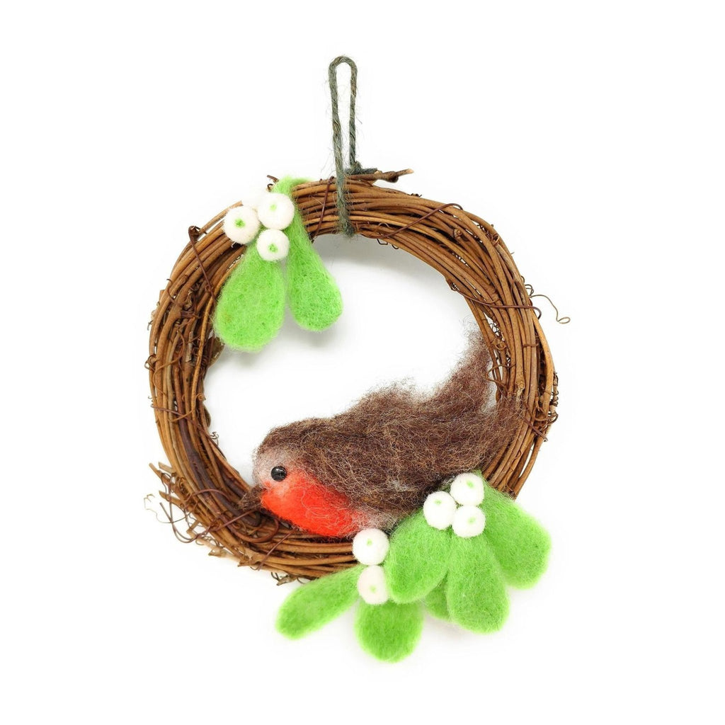 Christmas Robin Wreath Needle Felting Craft Kit - The Little Jewellery Company
