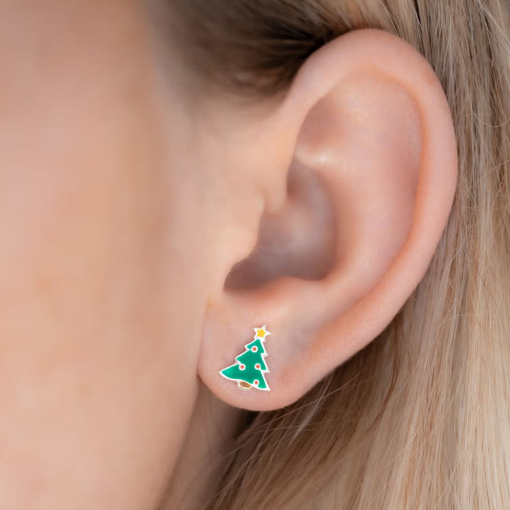 Christmas Tree Sterling Silver Earrings - The Little Jewellery Company