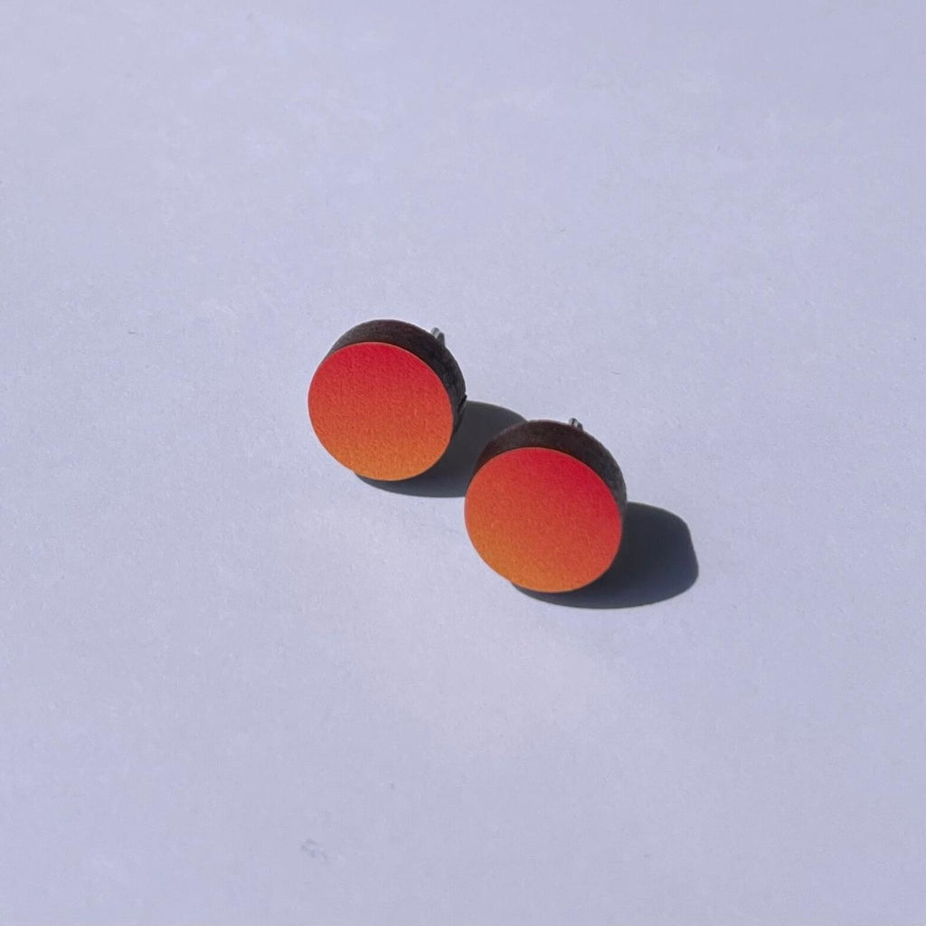 Colourful Circle Stud Earrings - Fire Orange - The Little Jewellery Company