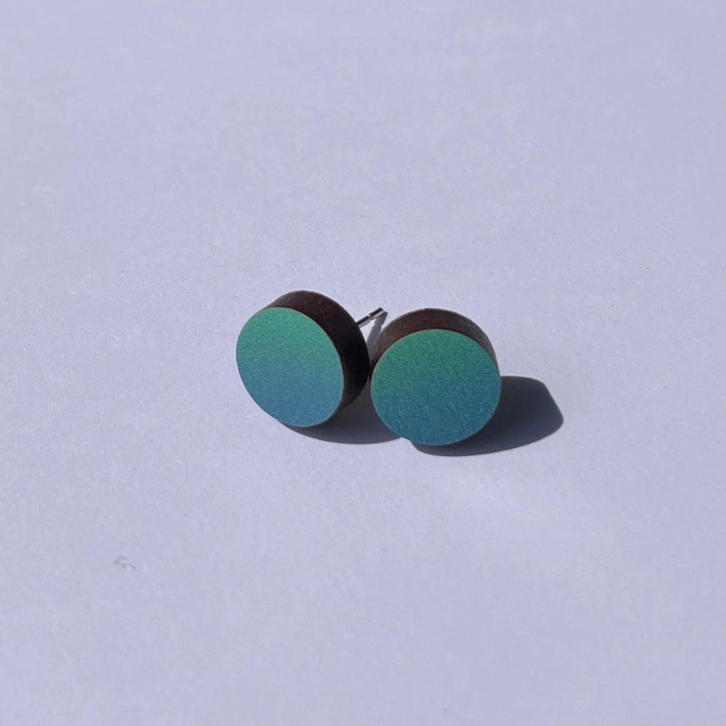 Colourful Circle Stud Earrings - Sea Green - The Little Jewellery Company