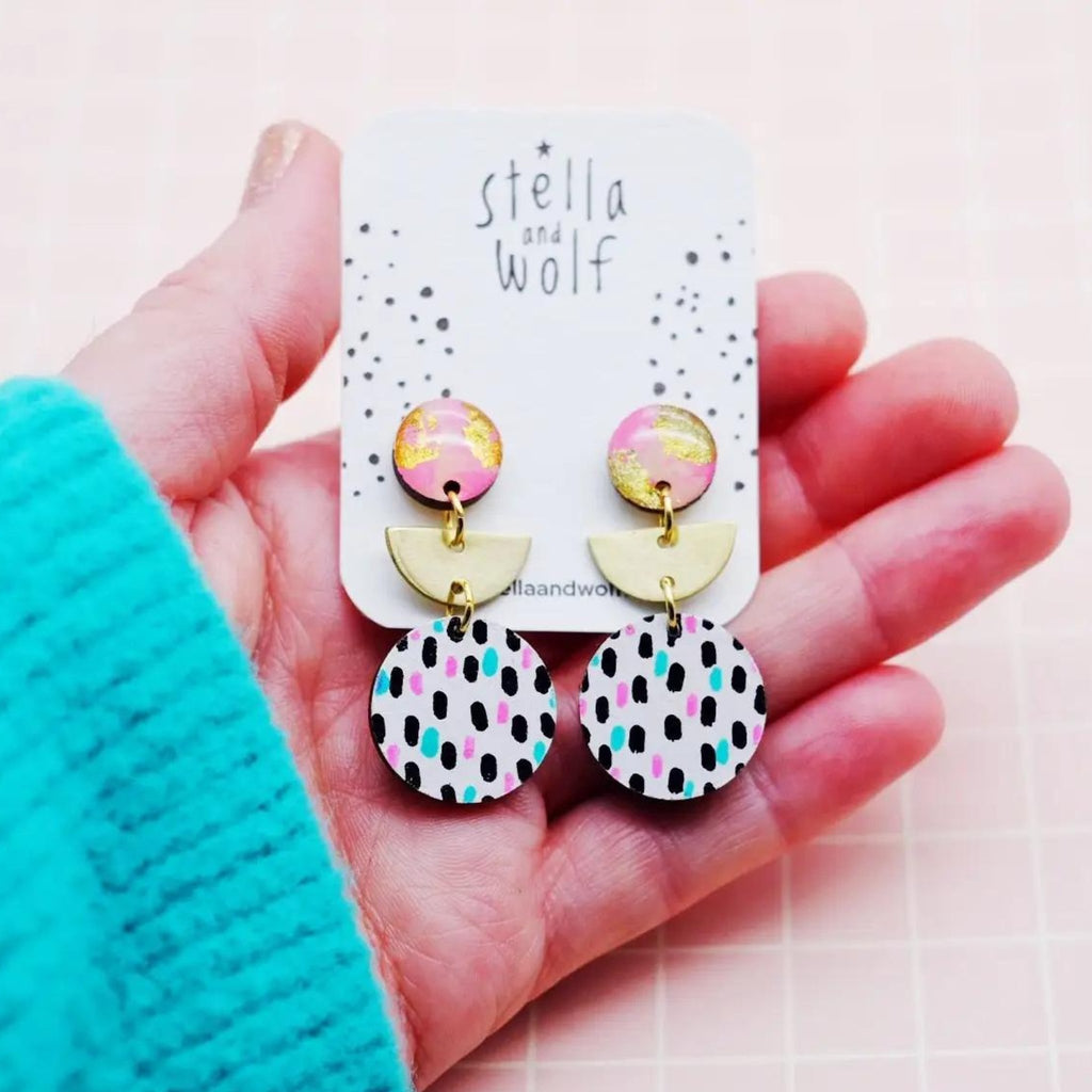 Colourful Dangle Statement Earrings - The Little Jewellery Company