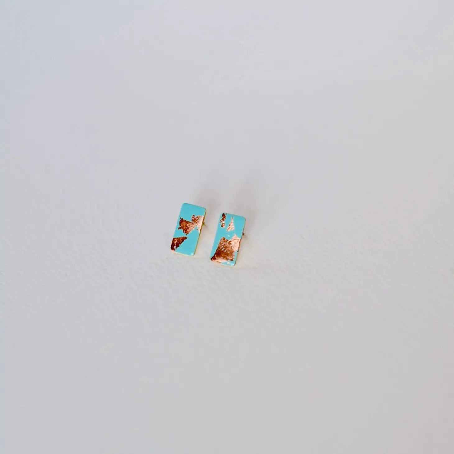 Copper Leaf and Enamel Studs - The Little Jewellery Company
