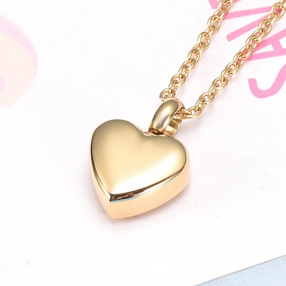 Cremation Locket - Simple Heart (Gold) - The Little Jewellery Company