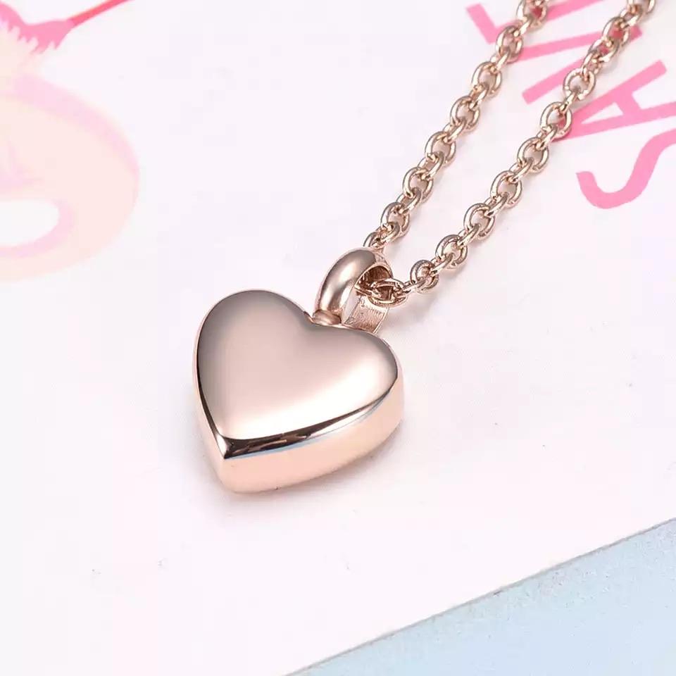 Cremation Locket - Simple Heart (Rose Gold)