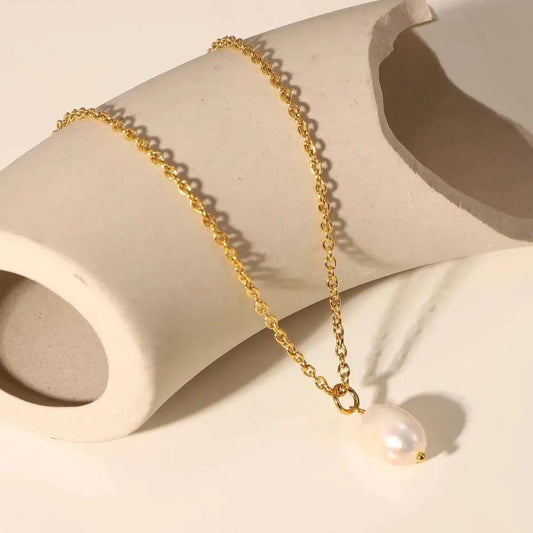 Delicate Pearl Drop Necklace Gold - The Little Jewellery Company