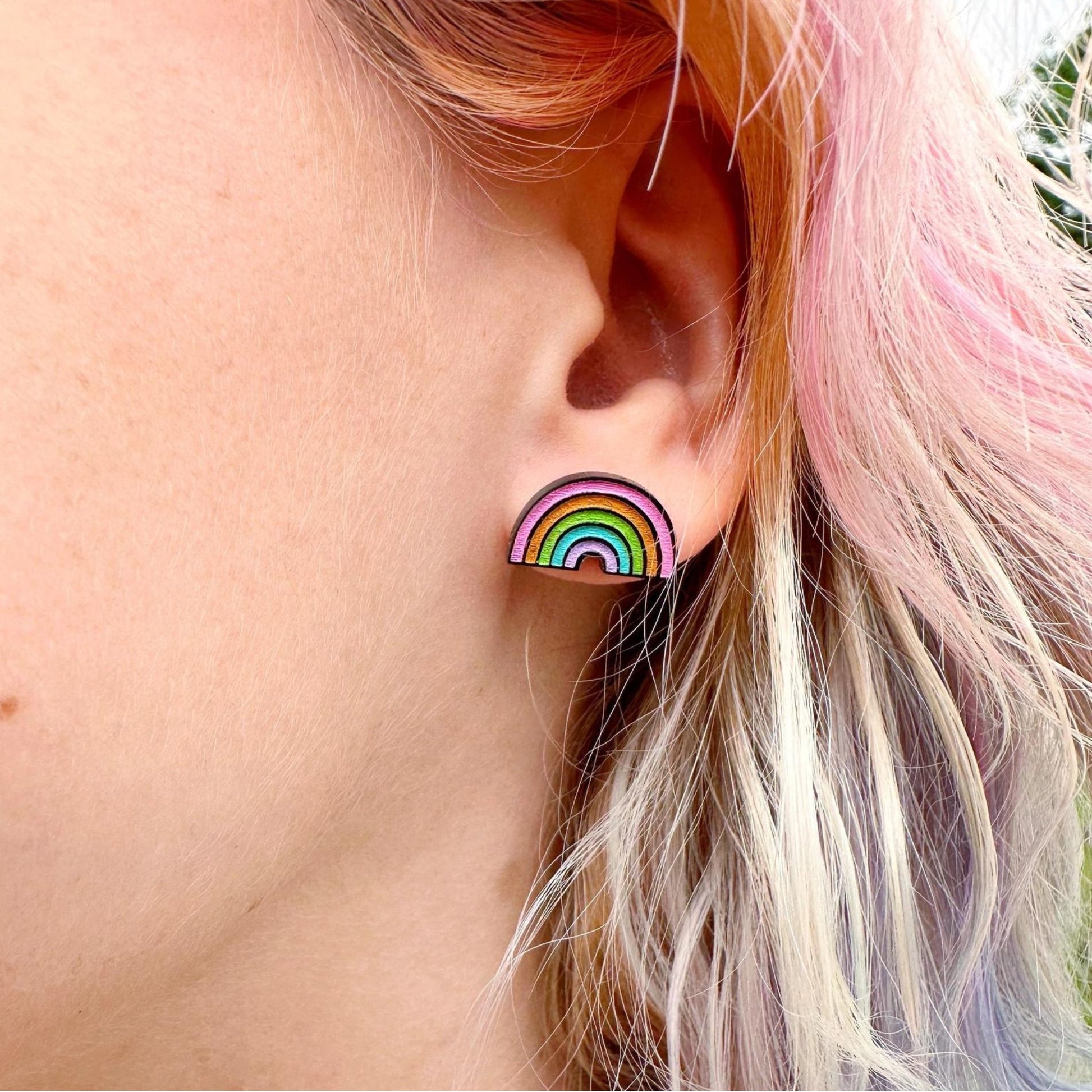 Disco Rainbow Stud Earrings - The Little Jewellery Company