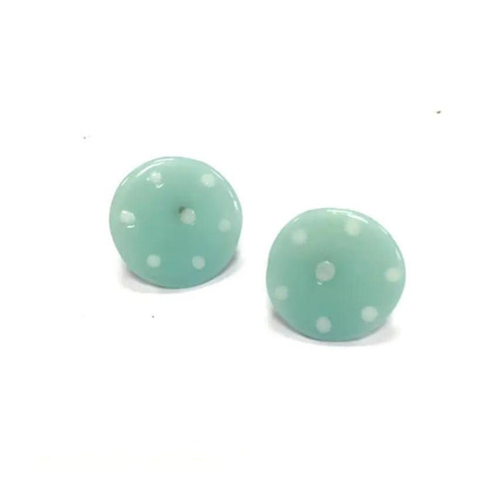 Dotty Jade Handmade Glass Button Stud Earrings - The Little Jewellery Company