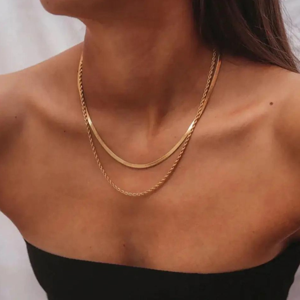 Double Snake and Rope Chain Layered Necklace - The Little Jewellery Company