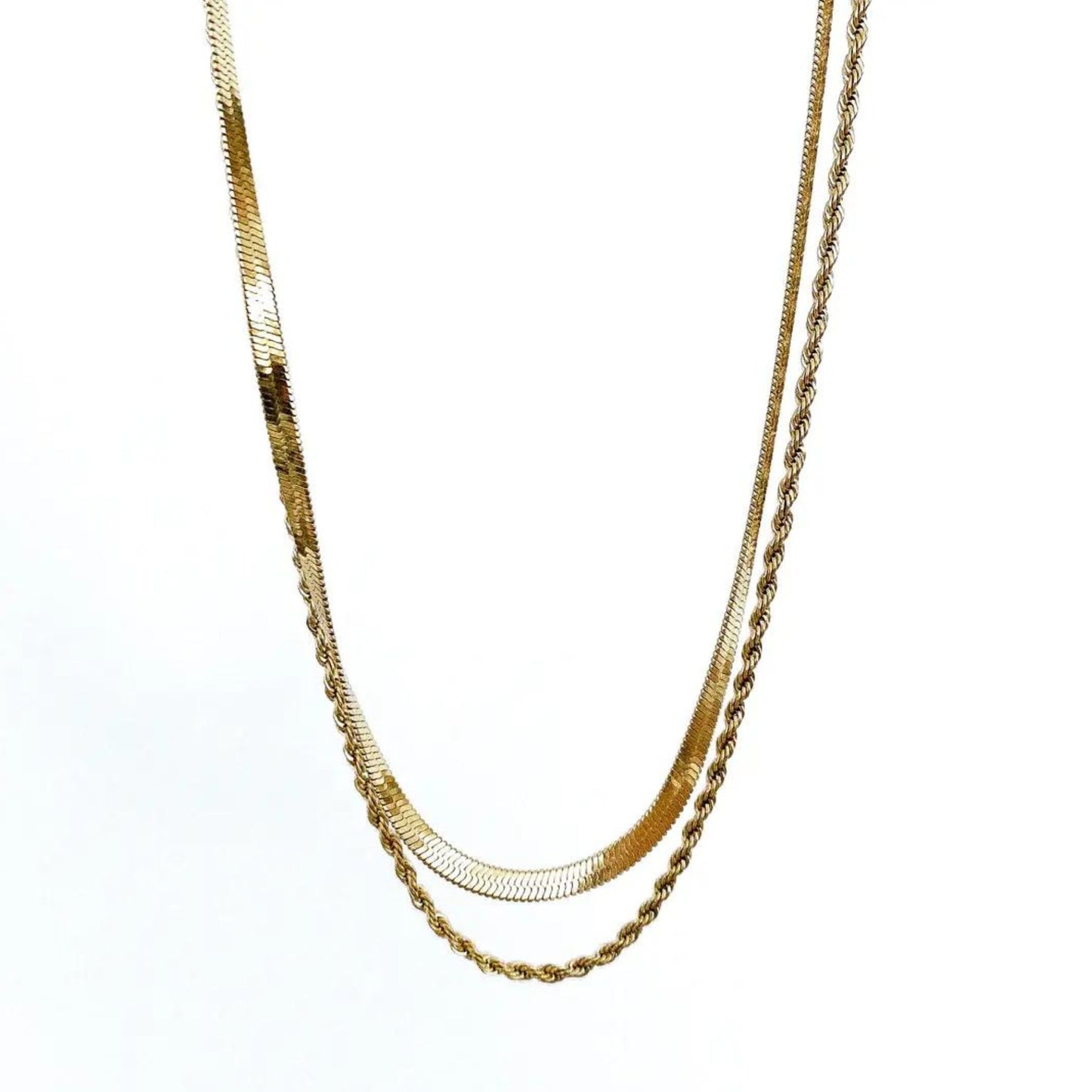 Double Snake and Rope Chain Layered Necklace - The Little Jewellery Company