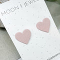 Dusty Pink Polymer Clay Heart Studs - The Little Jewellery Company