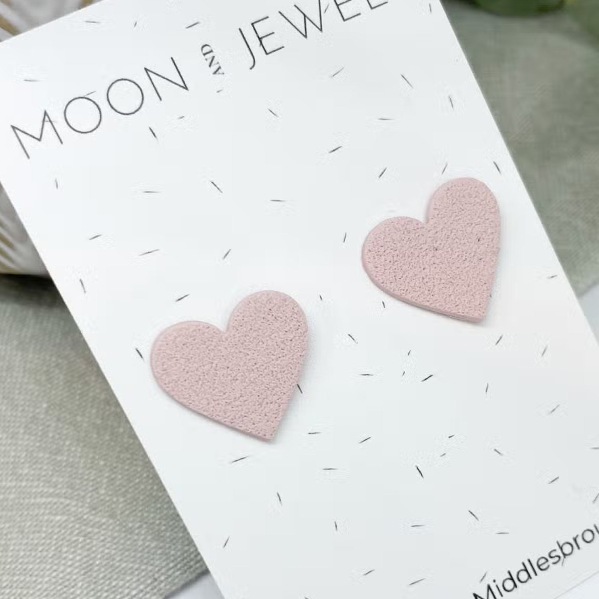 Dusty Pink Polymer Clay Heart Studs