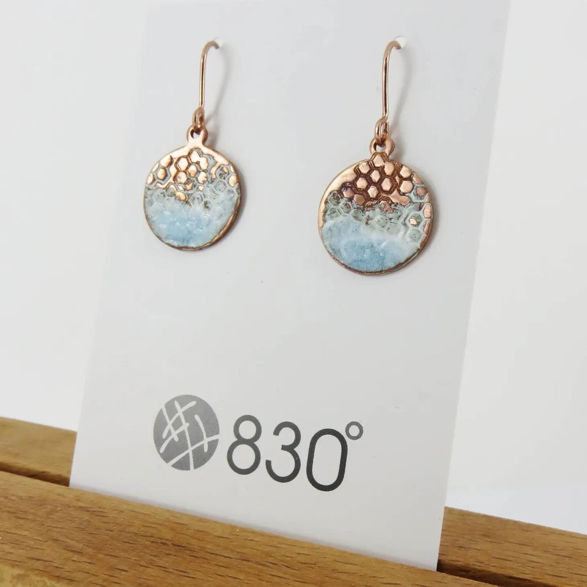 Enamel and Textured Copper Dangle Earrings - The Little Jewellery Company