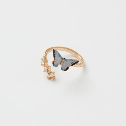 Enamel Blue Butterfly Ring - The Little Jewellery Company