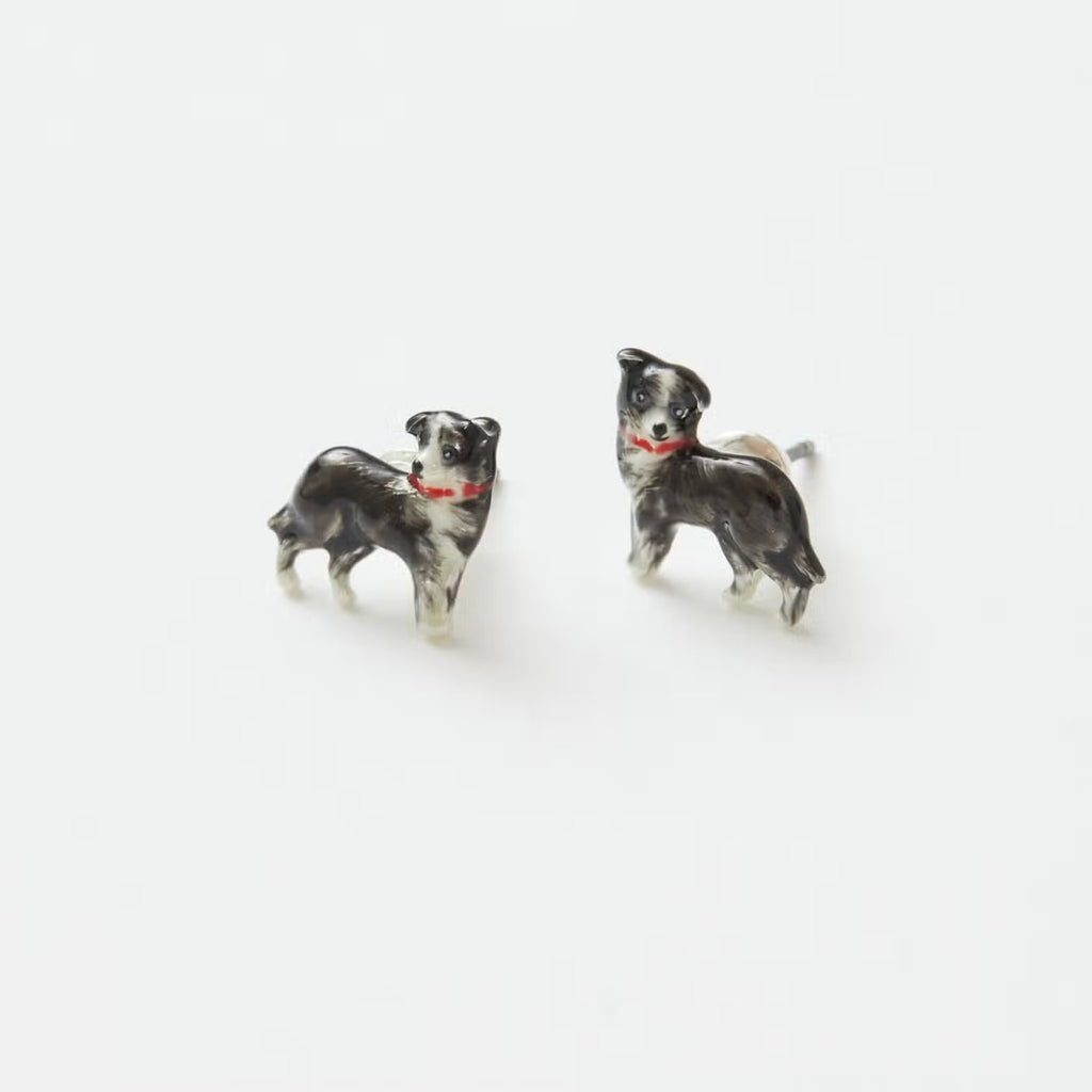 Enamel Collie Dog Stud Earrings - The Little Jewellery Company