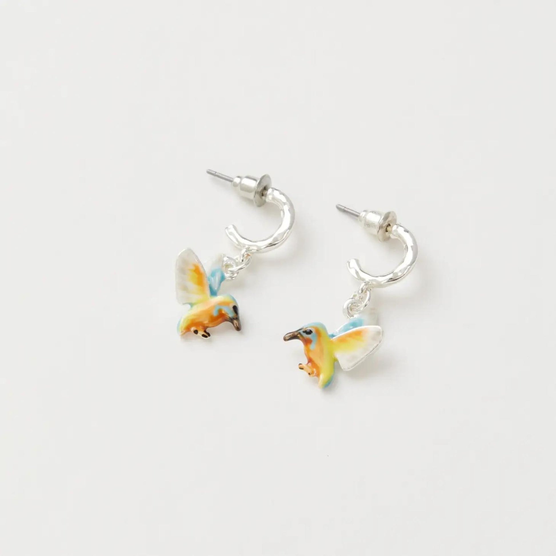 Enamel Kingfisher Hoops - The Little Jewellery Company