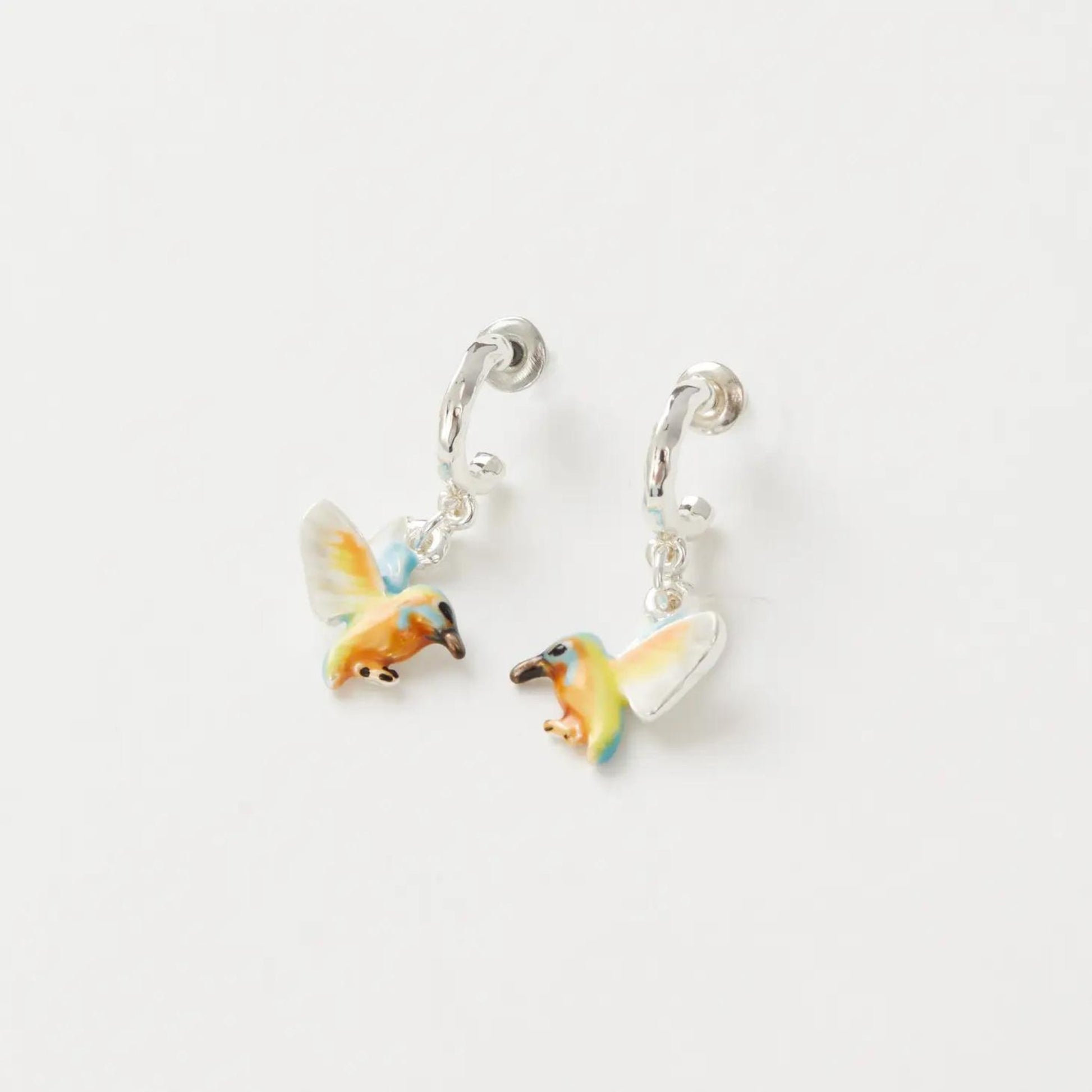 Enamel Kingfisher Hoops - The Little Jewellery Company