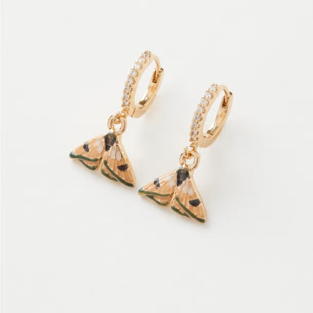 Enamel Moth Huggie Earrings - The Little Jewellery Company