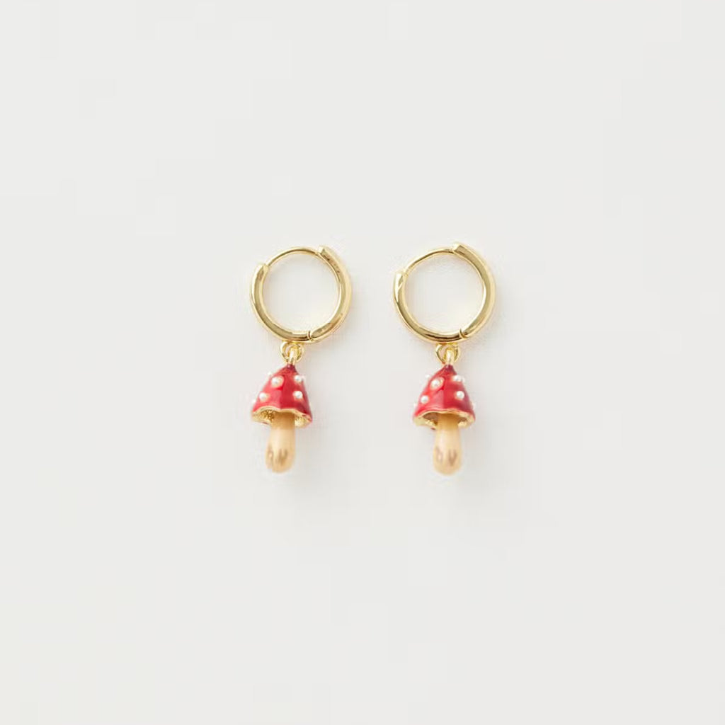 Enamel Mushroom Huggie Earrings - The Little Jewellery Company