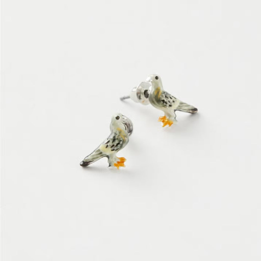 Enamel Pigeon Studs - The Little Jewellery Company
