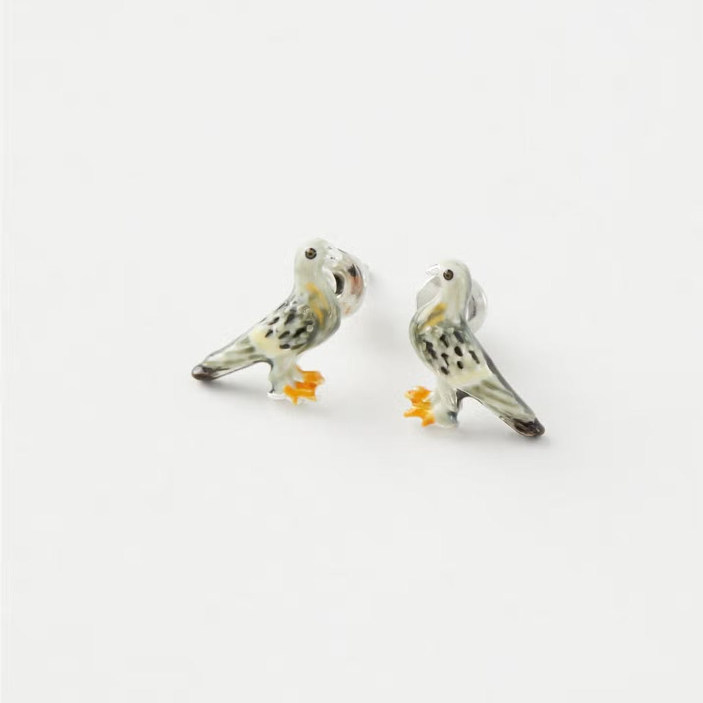 Enamel Pigeon Studs - The Little Jewellery Company