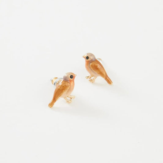Enamel Robin Earrings - The Little Jewellery Company