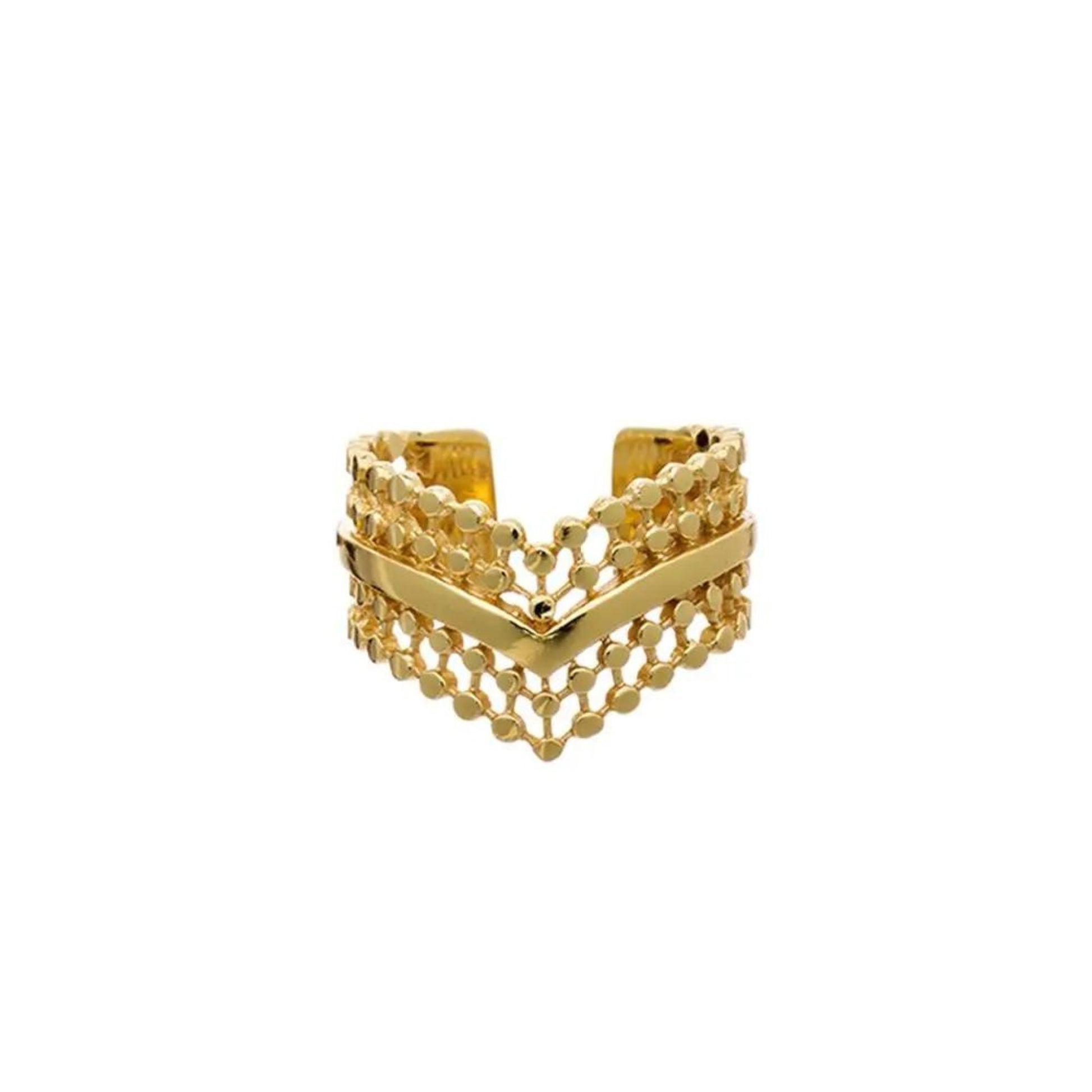 Etrusca Wide Gold Wave Ring - The Little Jewellery Company
