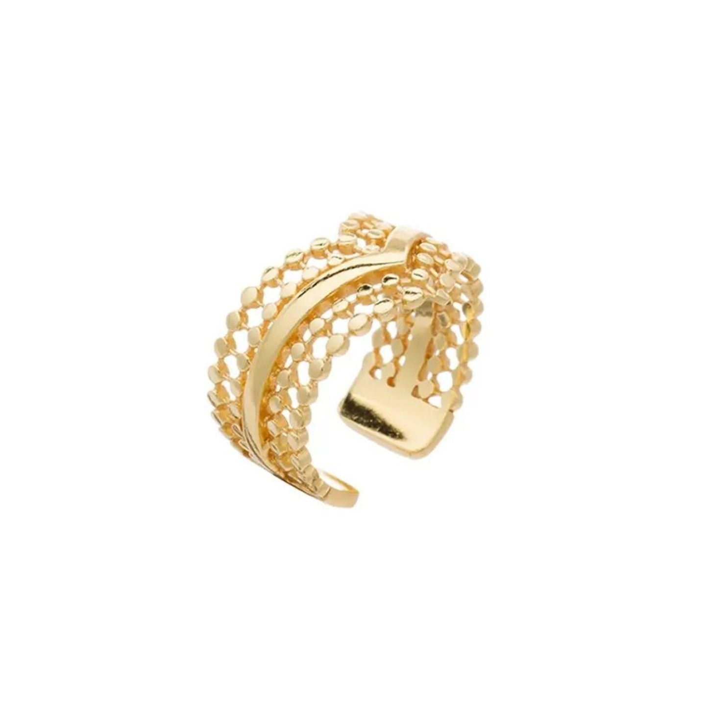 Etrusca Wide Gold Wave Ring - The Little Jewellery Company