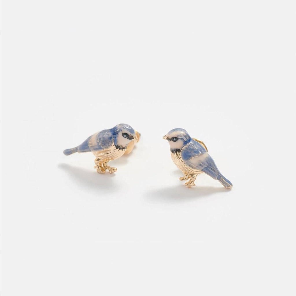 Fable Enamel Blue Tit Stud Earrings - The Little Jewellery Company
