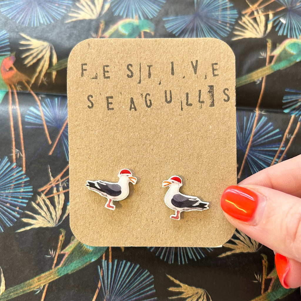 Festive Seagulls Studs - The Little Jewellery Company